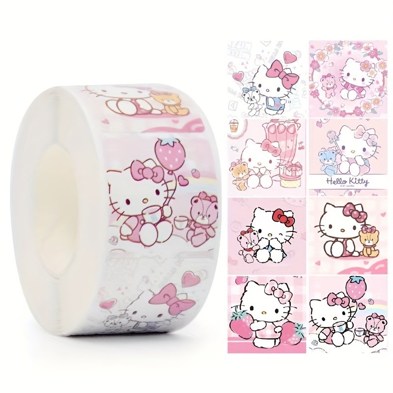 

500pcs/roll Sanrio Cute Kawaii Stickers Hello Kitty Luggage Graffiti Decals Decoration Sticker Gift Stationery Closure Stickers