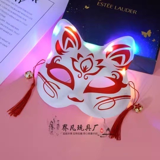Topeng kitsune lampu/topeng cosplay kitsune dengan lampu