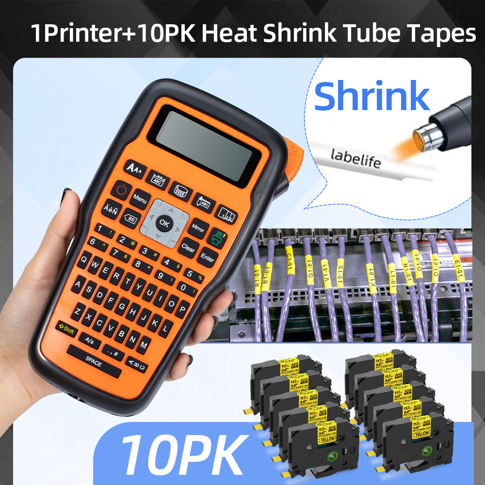 

[Russian Version]Portable Label Printer & Heat Shrink Tube Label Tape Electronic Label Maker for Cabel & Electrical Box Labeling