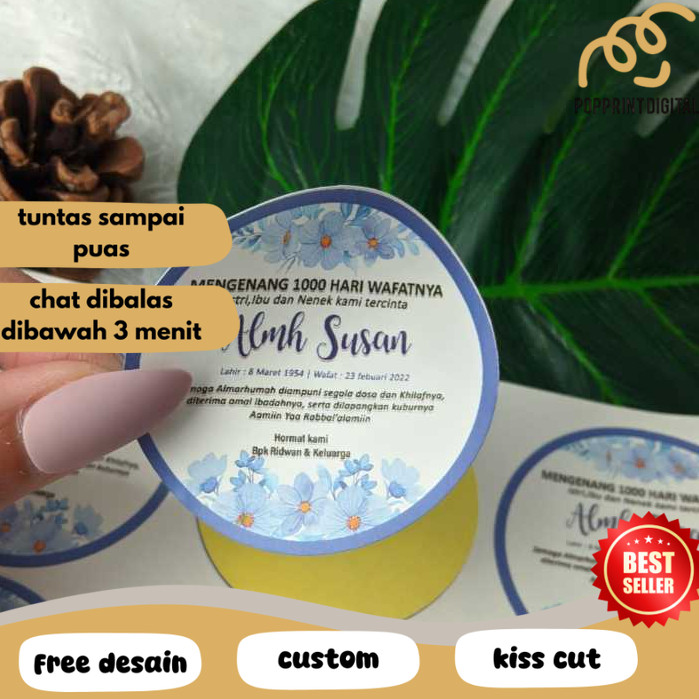 

PpD 9-15 Sticker Label Tahlil Stiker Ucapan Mengenang Wafatnya 40 100 1000 Harinya Uk.Besar