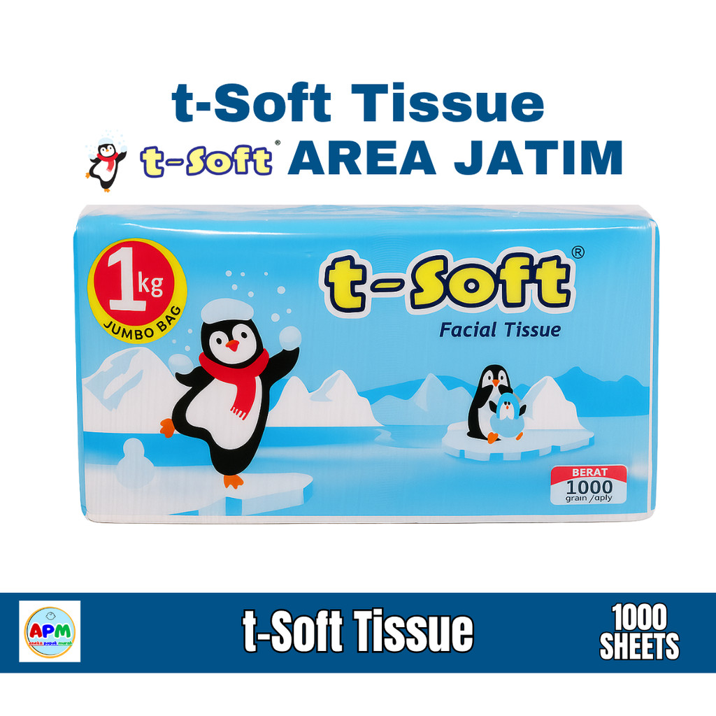 T-SOFT Ficial  Tissue 1 PACK 1000g/1Kg/1000 Sheets | Tisu Jumbo T SOFT Tisu Wajah APM