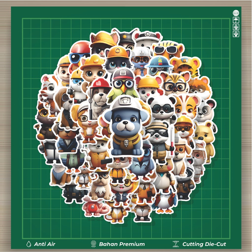 

HOT 50 PCS STIKER Stiker Animal Cartoon Profesion Series [Serial Profesi Kartun Hewan] Stiker Fashion Cars Decal Dingin Kartu Album Custom Vinyl Anti Air- Sticker Aesthetic Buku Journal Koper Casing HP Tablet Laptop Helm Motor Botol Minum