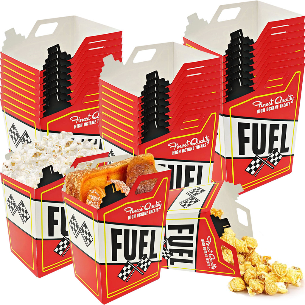 

12/24Pcs Race Car Popcorn Treat Boxes Candy Gift Popcorn Boxes Container for Race Car Birthday Racing Theme Party Supplies