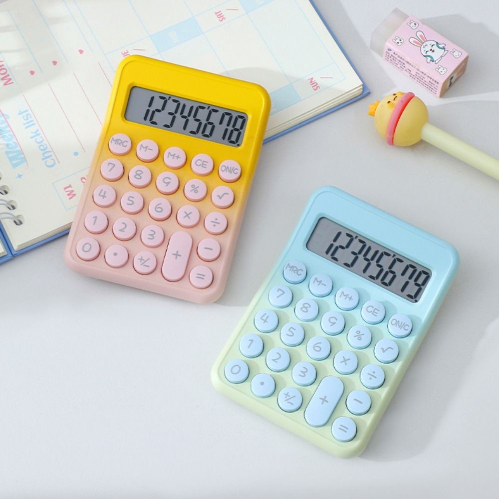 

New 8-digit Electronic Calculator Candy Color Mini Keyboard Calculator Silicone Button Cartoon Math Calculators School Supplies