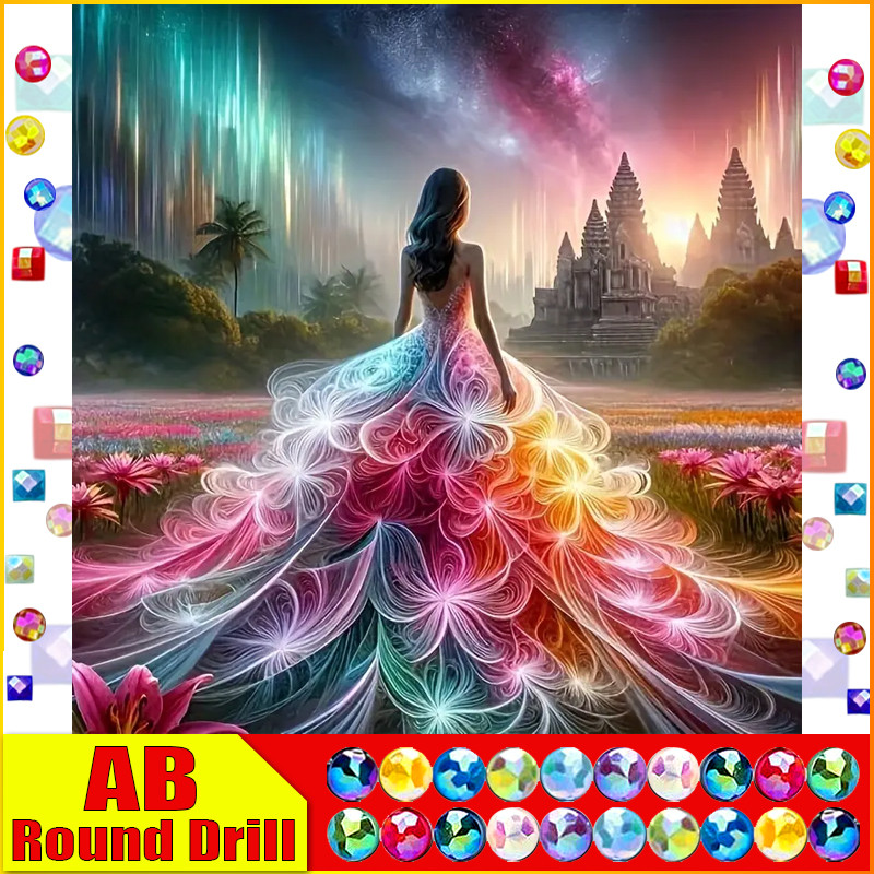 

HOMFUN Fairy Dust AB 5D DIY Diamond Painting "Portrait Beauty" Full Drill Resin Diamond Embroidery Cross Stitch Home Decor