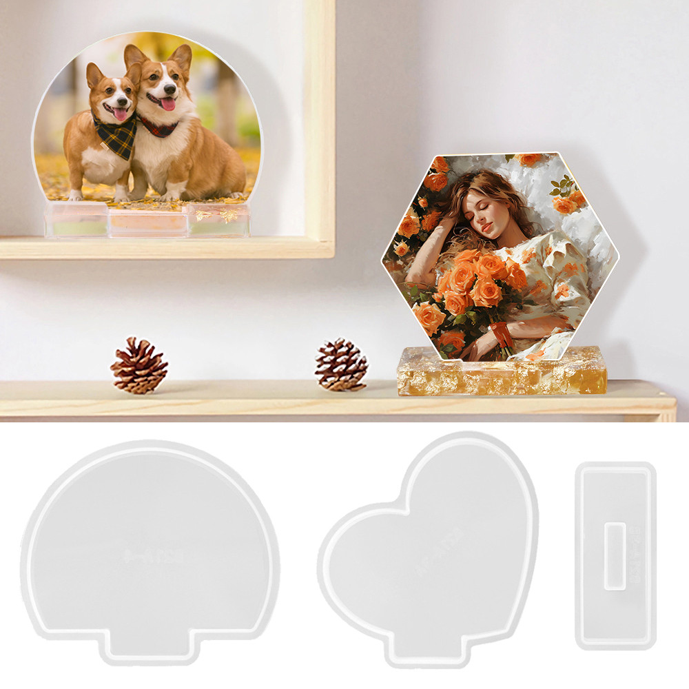 

SZ059 Geometric Assemble Photo Frame Silicone Mold Set DIY Heart Picture Frame Resin Mould For Desktop Decoration