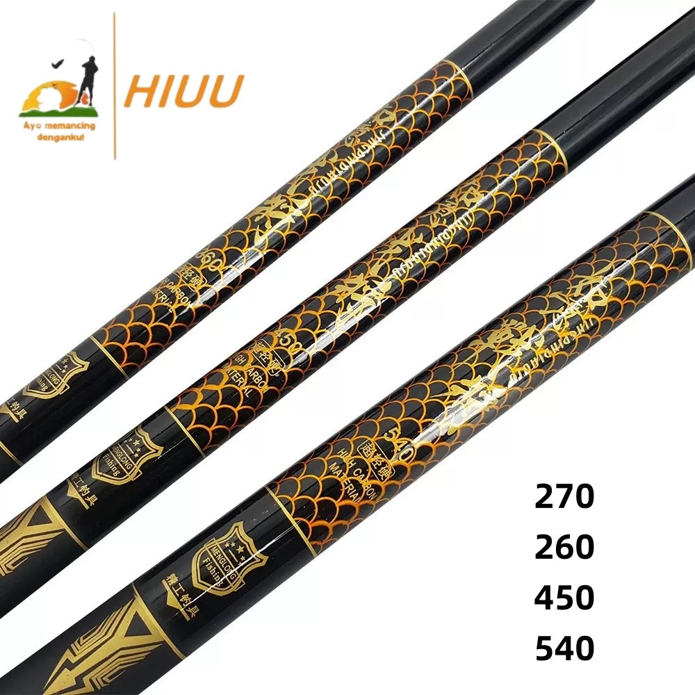 HIUU Joran Tegek  270 360 450 540 Carbon Medium hard/Joran Pancing Portabel Teleskopik Joran Pancing