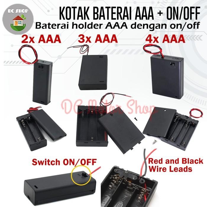 Kotak Battery Baterai Batre Holder 2 3 4 Slot AAA A3 + Cover + Switch - 2xAAA