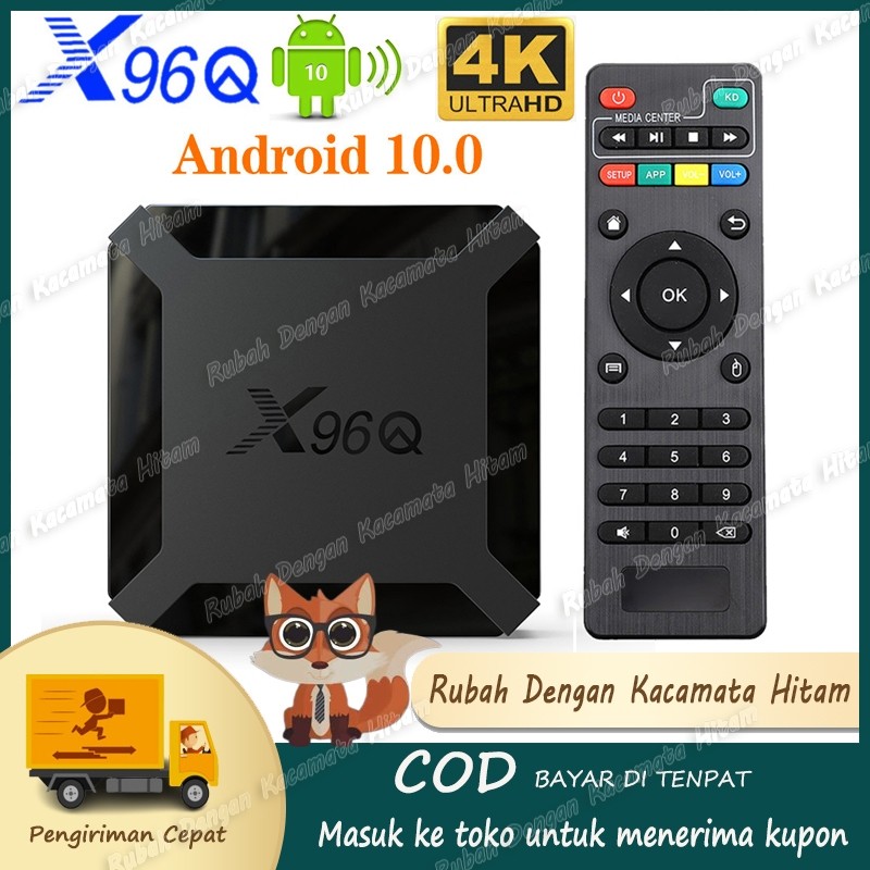 SERBA COD Android TV Box X96Q Ram 2GB Rom 16GB ASLI Android 10 Quad Core Wifi 4K STB/STB Android TV 