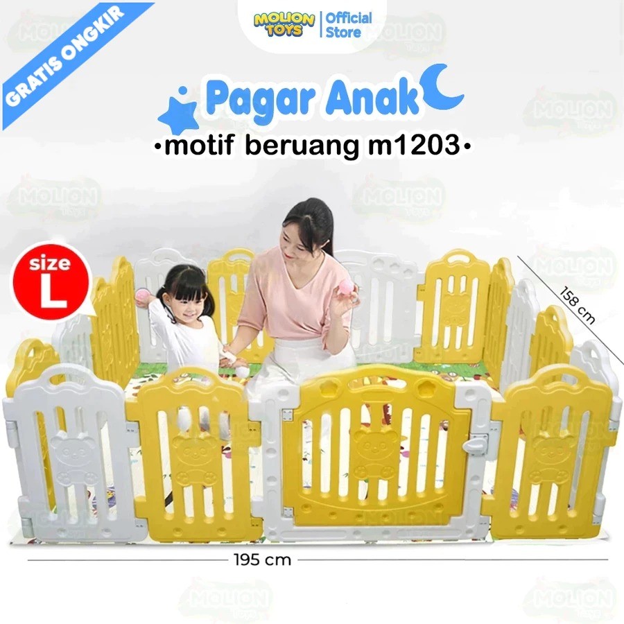 Molion M1203 Pagar Set Playground - Pagar Mainan Anak Playpen Bayi Pagar Anak Portable