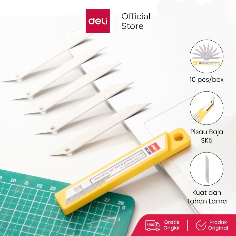 

Deli Isi Cutter / Pisau Cutter desain keras, kuat dan tahan lama 10pcs/box E2015