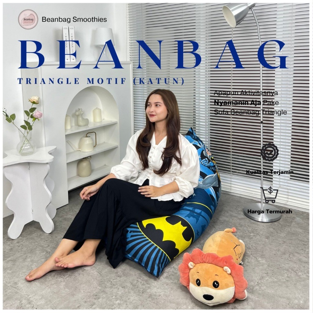 JAMIN MURAH Bean Bag plus ISI Size Dewasa - Motif Segitiga Coklat - Beanbag Murah/ Bean bag Gaming N