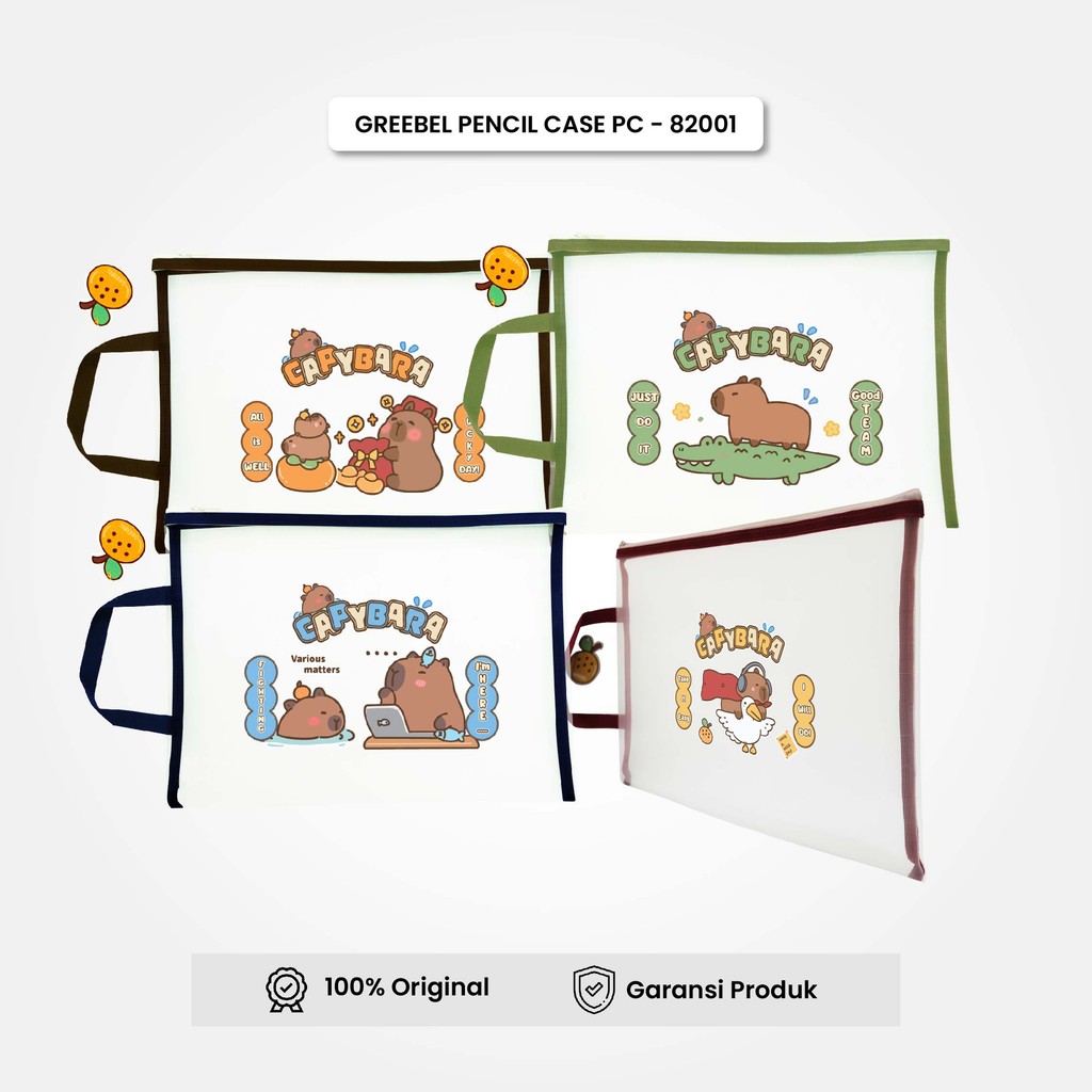 

GREEBEL Tempat Pensil Besar Capybara / Kotak Pensil (PB-82001) / Transparent Pouch / Zipper Bag Map