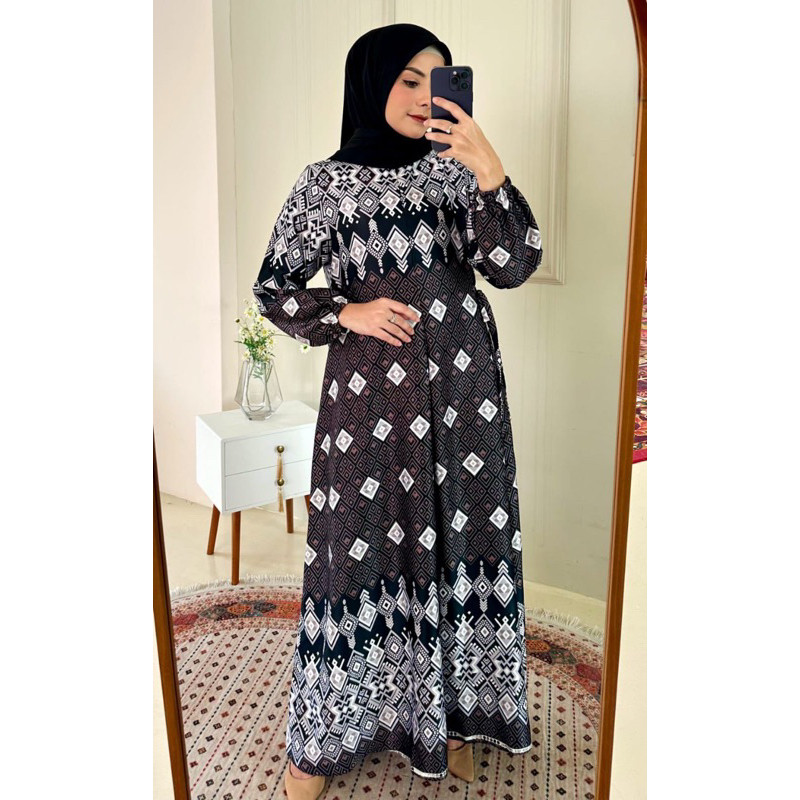 Gamis Silk Motif Bunga Bahan Silk Jumbo Busui