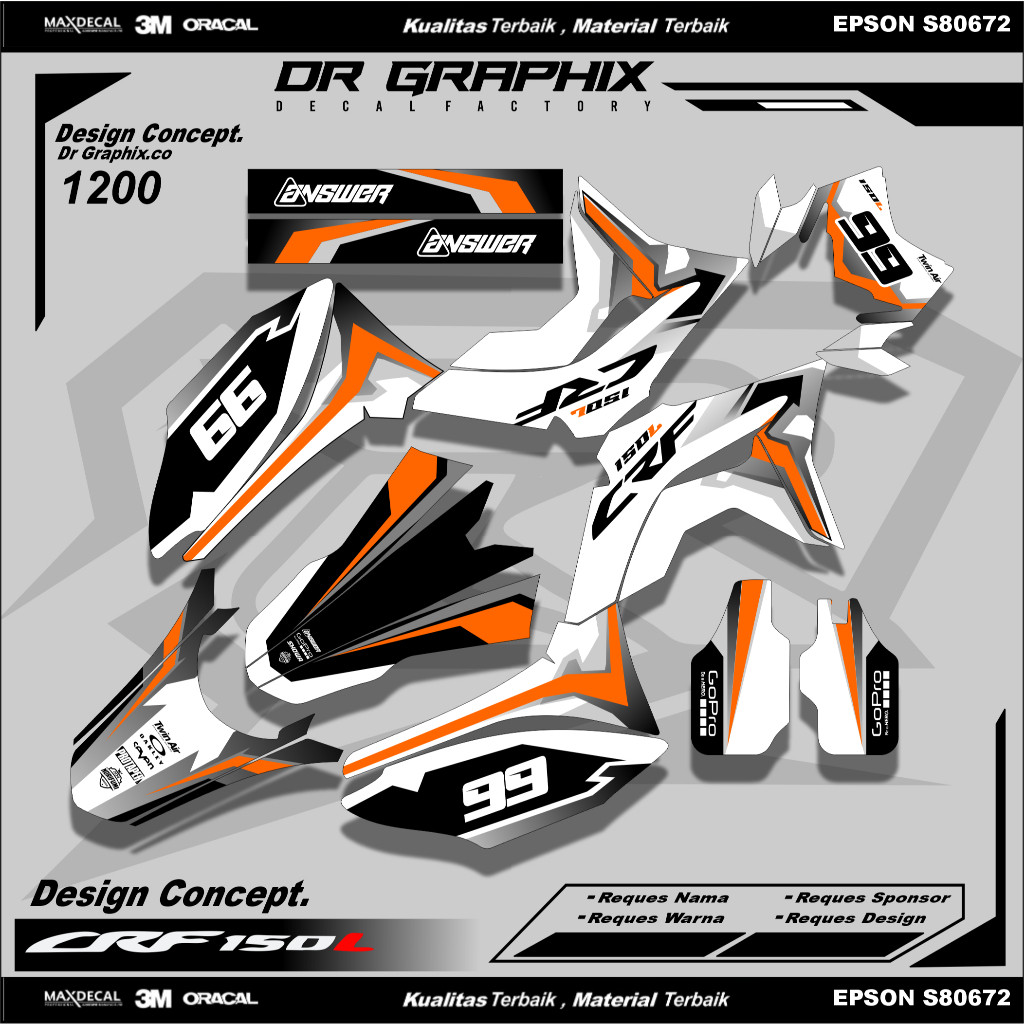 Sticker Decal Crf 150L Requeat Papan Nomor Fullbody Edit Nomor Aksesoris Honda Supermoto