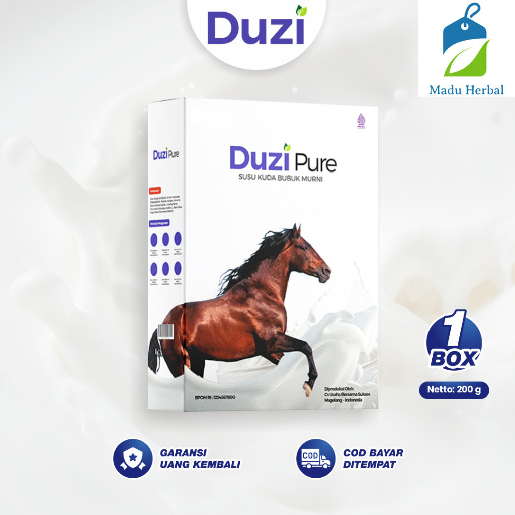 

Duzi Pure - Susu Kuda Lombok Bubuk 200 Gram 1 Box