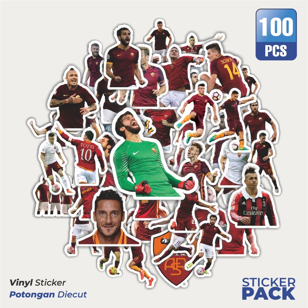 

Super Hemat! 100 PCS Stiker Football Series AS Roma Waterproof Aesthetic- Untuk Laptop, Motor, dan Helm - Paper Stationery Pack