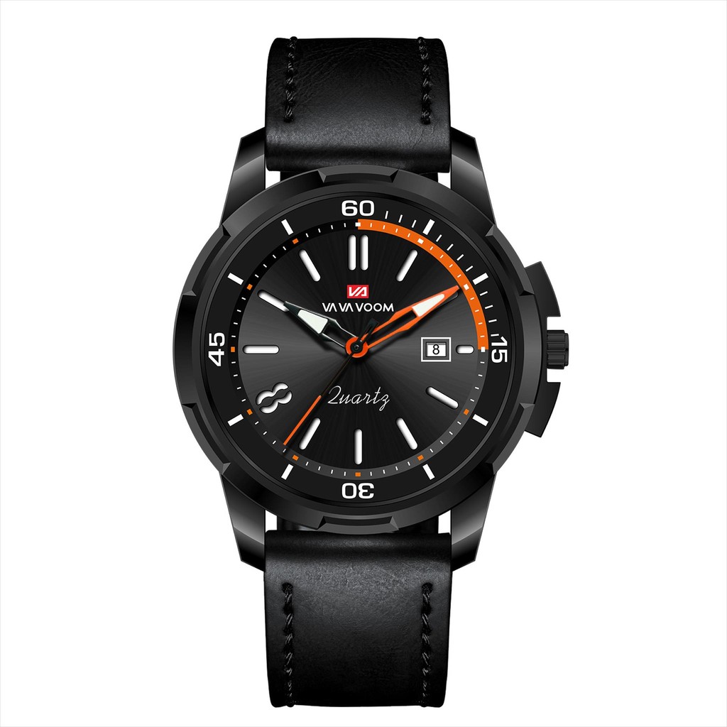 Jam Tangan Pria Analog Date VAVA VOOM 2811 Letaher Strap (Diameter 46 mm) Original VAVA VOOM