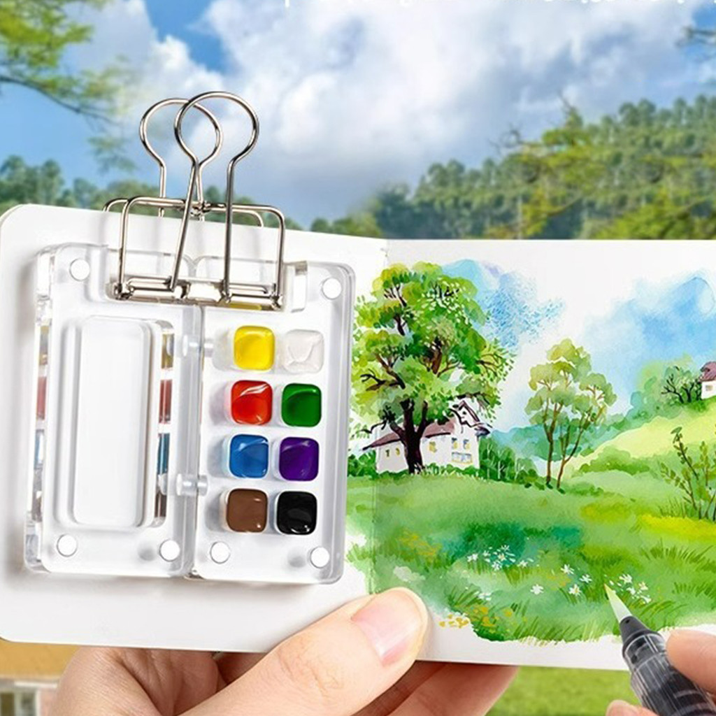 

Acrylic Mini Watercolor Paint Palette Empty 8/15 Grid Travel Sketch Portable Color Plate Small Paint Tray Art Painting Supplies