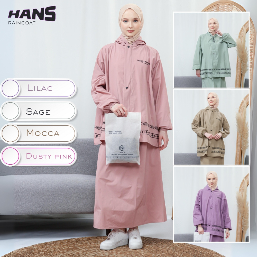 DROG.SHOP Jas Hujan Rok,Mantel Hujan Wanita Setelan Baju dan Rok Warna Pastel