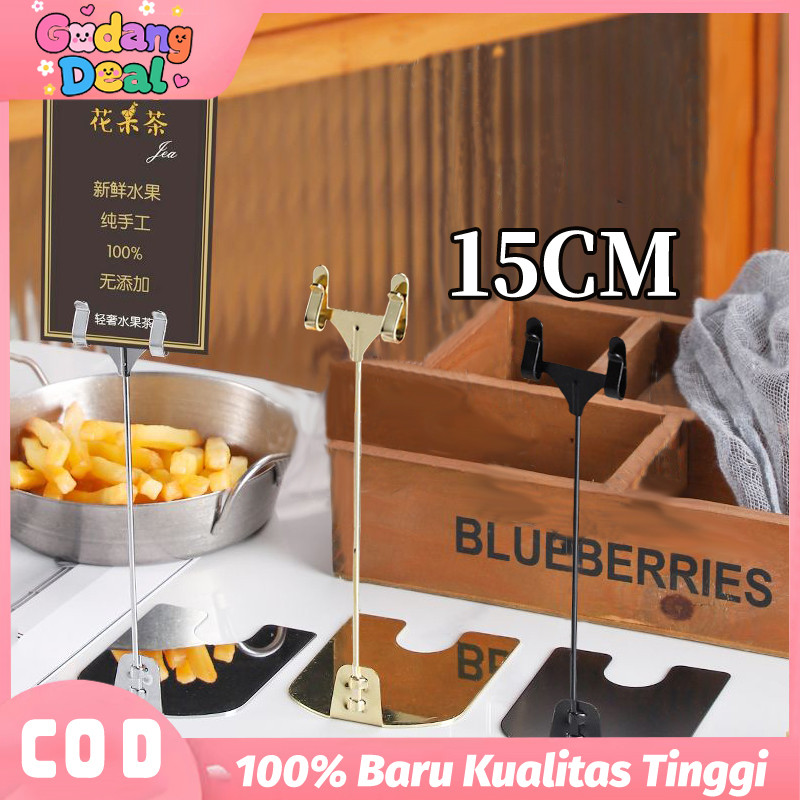 

15cm Tiang Nomor Meja Stainless Food Tag Stand Logam Menu Stand Price Tag Holder Photo Card Holder