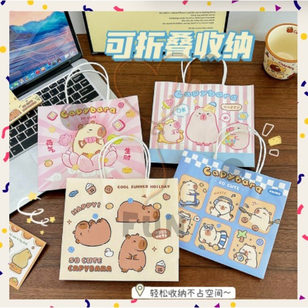 

FF Paper Bag Motif Kapibara Uk18x7x21 Bahan Craft / Hajatan / Tas Kado / murah / Gift bag S-PO025