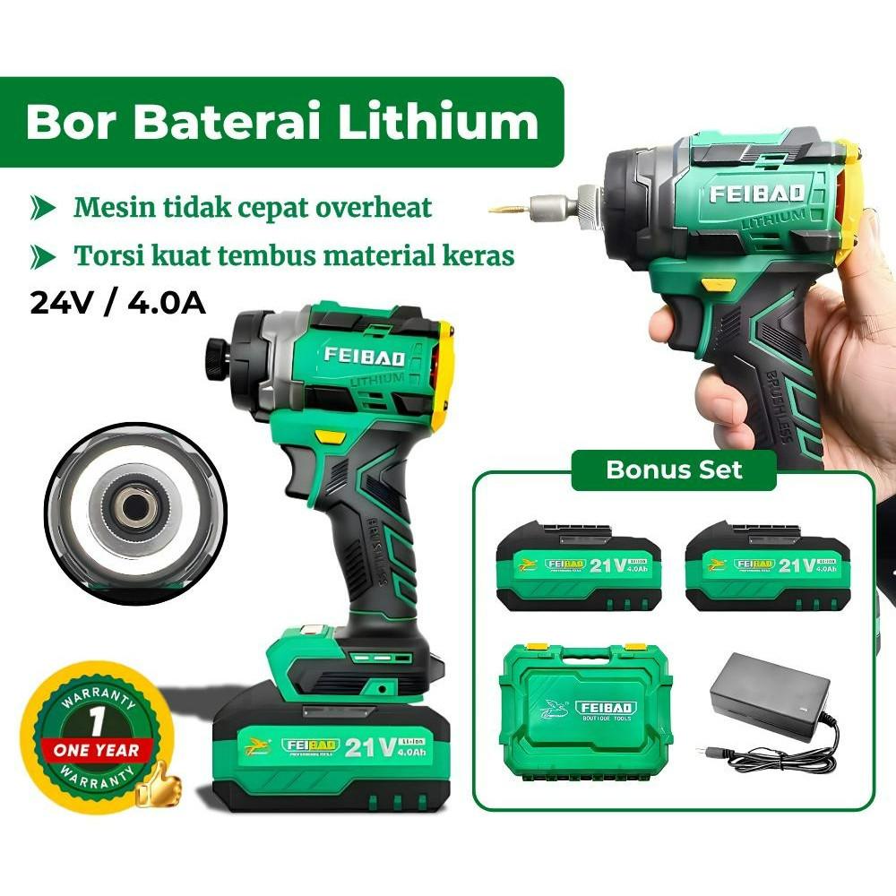 obeng bor Listrik 21v/2.0A Daya Tinggi Kualitas terbaik Lampu LED Torsi Maks: 230N • m/FEIBAO