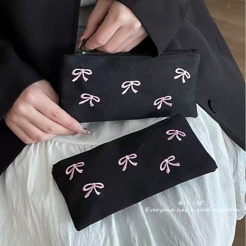 

[ORGM] Kotak Pensil Hitam Cantik Motif Pita Tempat Pensil Sweet Ribbon