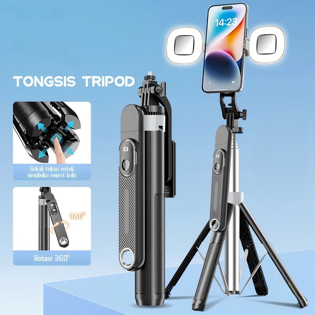 Tongsis Bluetooth Tongsis Tripod 180cm Tongsis Tripod dengan Remote Portable Tripod untuk Ponsel dan