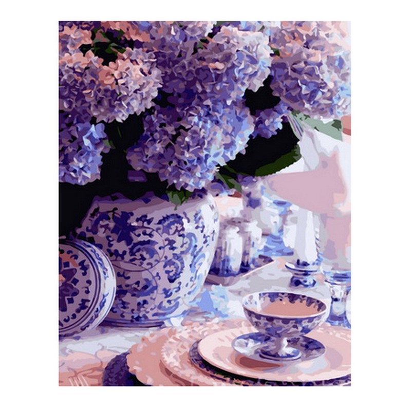 

Frameless diy painting by numbers picture by numbers for home decor still life painting 4050cm Hydrangea