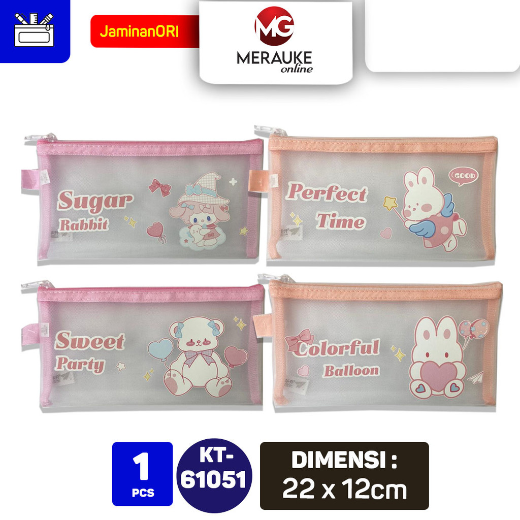 

KINHSHION Tempat Pensil Jaring Pencil Case Jala Candy Rabbit KT 61051