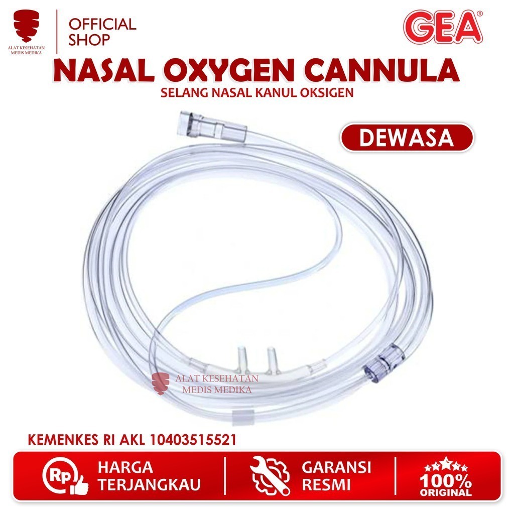 GEA Nasal Hidung Oxygen Cannnula Adult Selang Kanul Oksigen Dewasa Medis