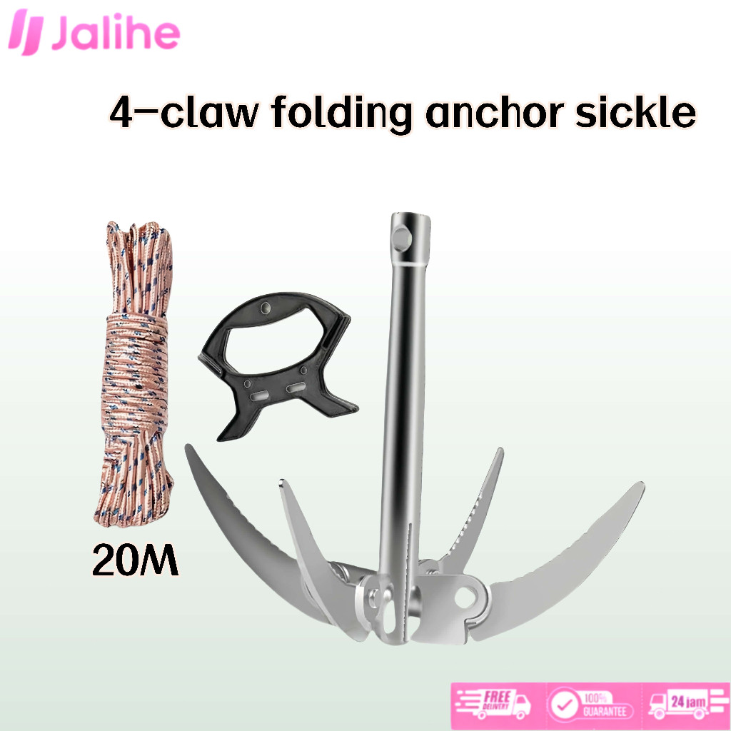 4 Cakar Sabit Jangkar Kapal Lipat Besi Galvanis Jangkar Mini Lipat Besi Galvanis Untuk Pemotong Tana