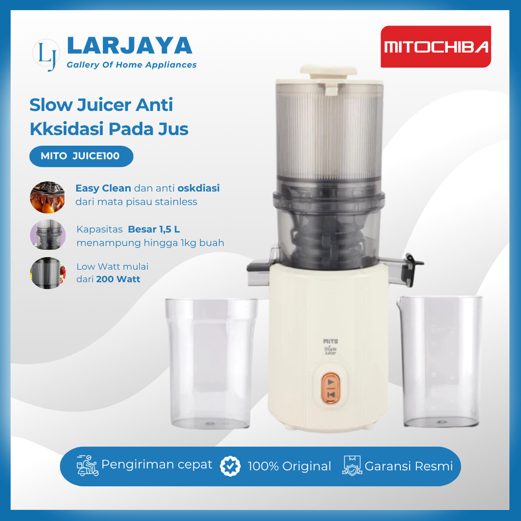 Mitochiba Maple Slow Juicer 1,5 Liter JUICE100 | Blender Slow Sayur dan Buah Easy Clean Low Watt