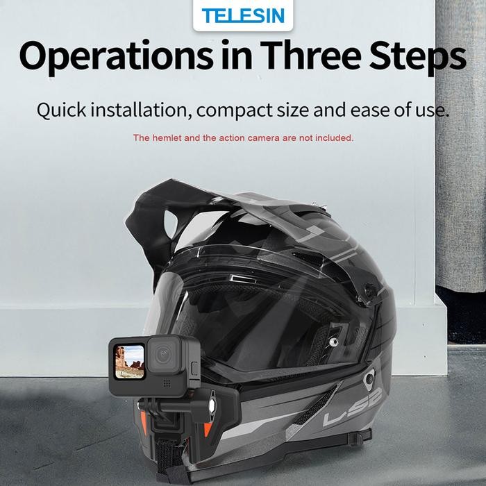 TELESIN Helmet Chin Mount Bracket Helm Mounting Strap Motor MotoVlog MERAH For Action Cam Camera Kam