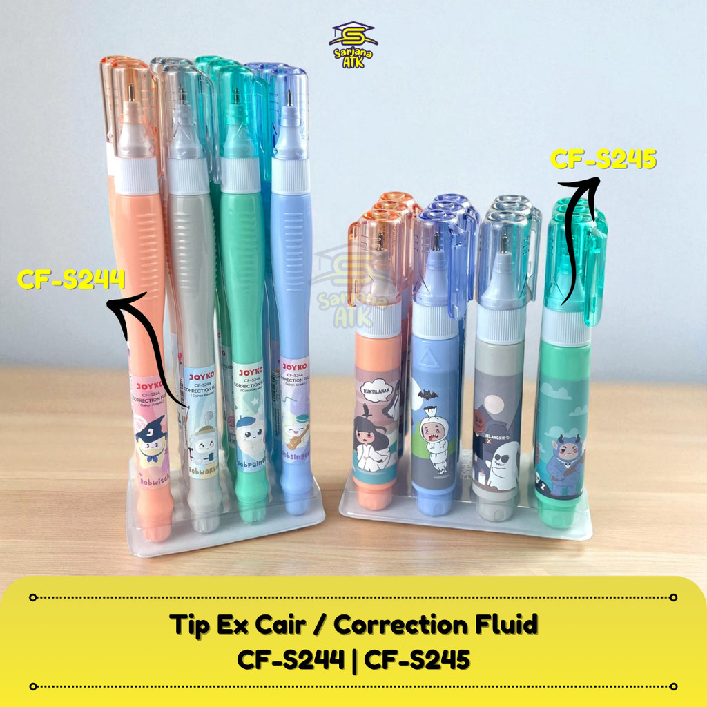 

JOYKO Correction Fluid / Cairan Koreksi Penghapus Tip Ex Cair CF-S244 Cute Robot / CF-S245 Indonesian Ghost