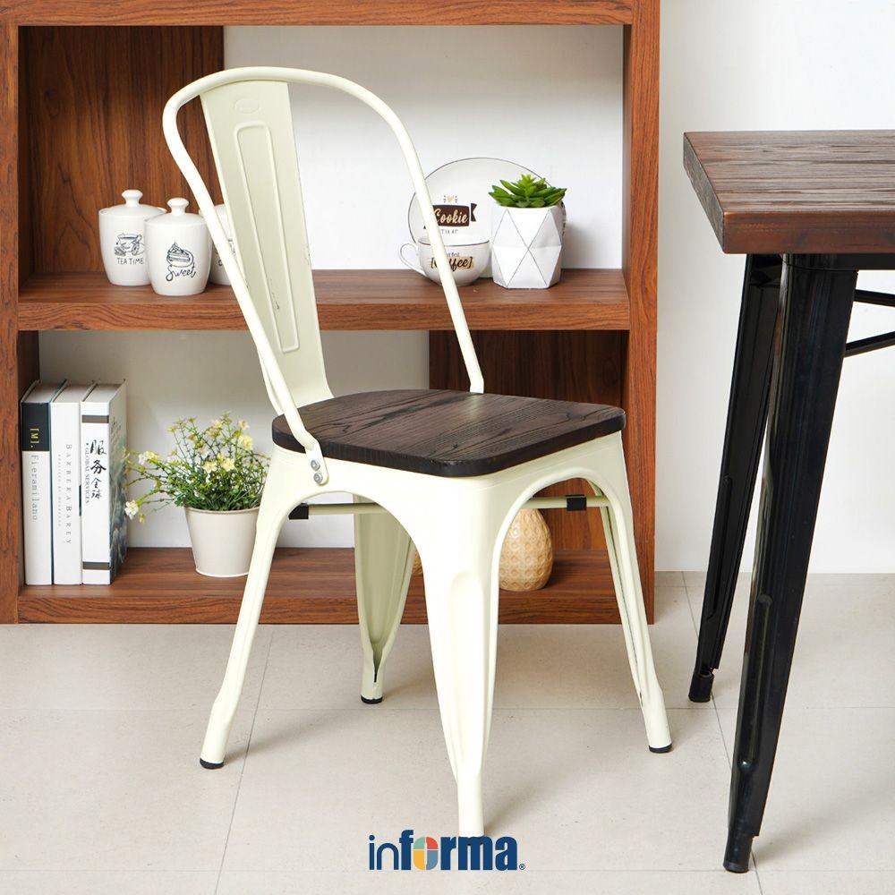 Informa Neo London Elm Kursi Kayu - Krem Multipurpose Chair Cafe Restoran Serbaguna Balcony Chair Fu