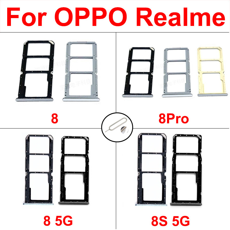 Sim Card Tray For Oppo Realme 8 8i 8S 5G 8 Pro SIM Card Slot Holder Micro SD Card Adapter Replacemen