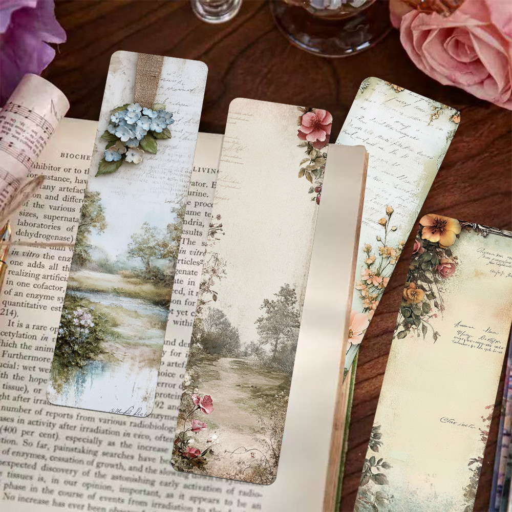 

30pcs vintage landscape bookmarks student office supplies paper card reading books book page labeling creative gift DIY bookmark