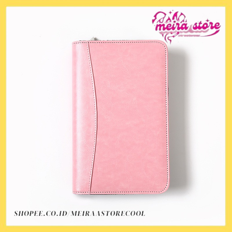 

A6 Zip Macaroon Bag Color PU Leather DIY Binder Notebook Cover Diary Agenda Planner Paper Cover School Stationery