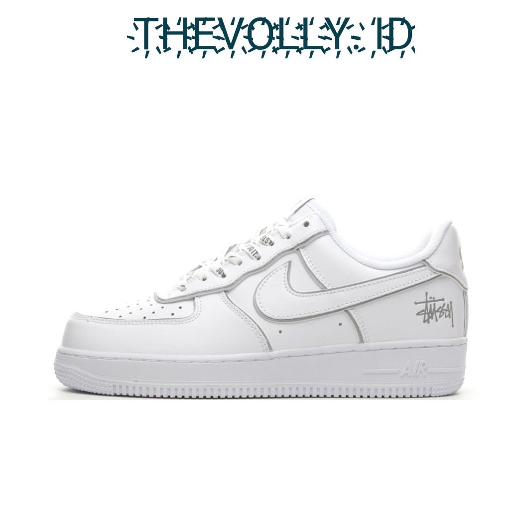 Sepatu Nike Air Force 1 Low Stussy White Silver Reflective BNIB Original / Sneakers Pria