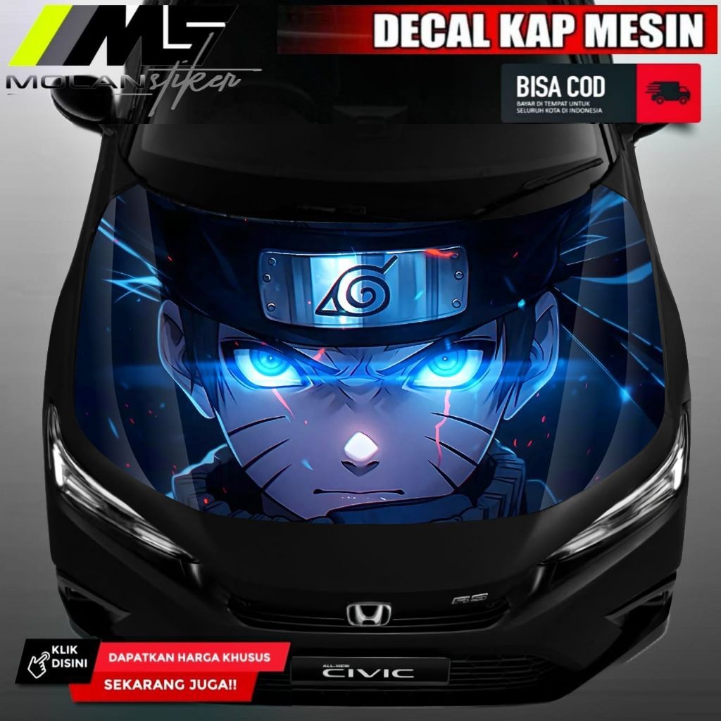 Decal Sticker Striping Variasi Kap Mesin Mobil Naruto Decal Kap Mesin Universal Semua Mobil Avanza X
