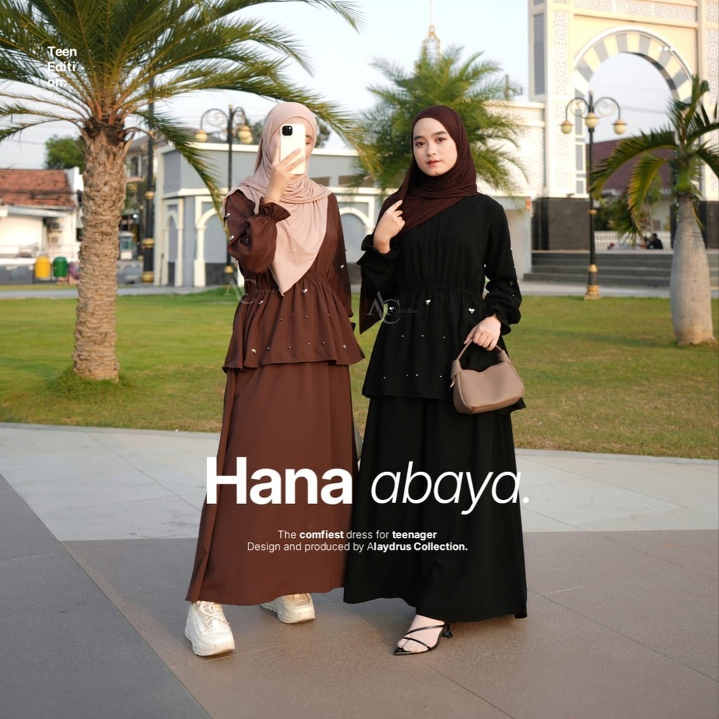Alaydrus Collection Hana Busui Abaya Turkey Gamis Syari Muslimah Bahan Jetblack Fortaleza Dress