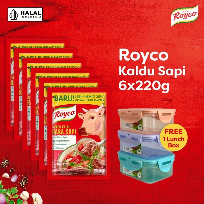 

[Buy 6 Free Lunch Box] Royco Kaldu Sapi 220g Isi 6