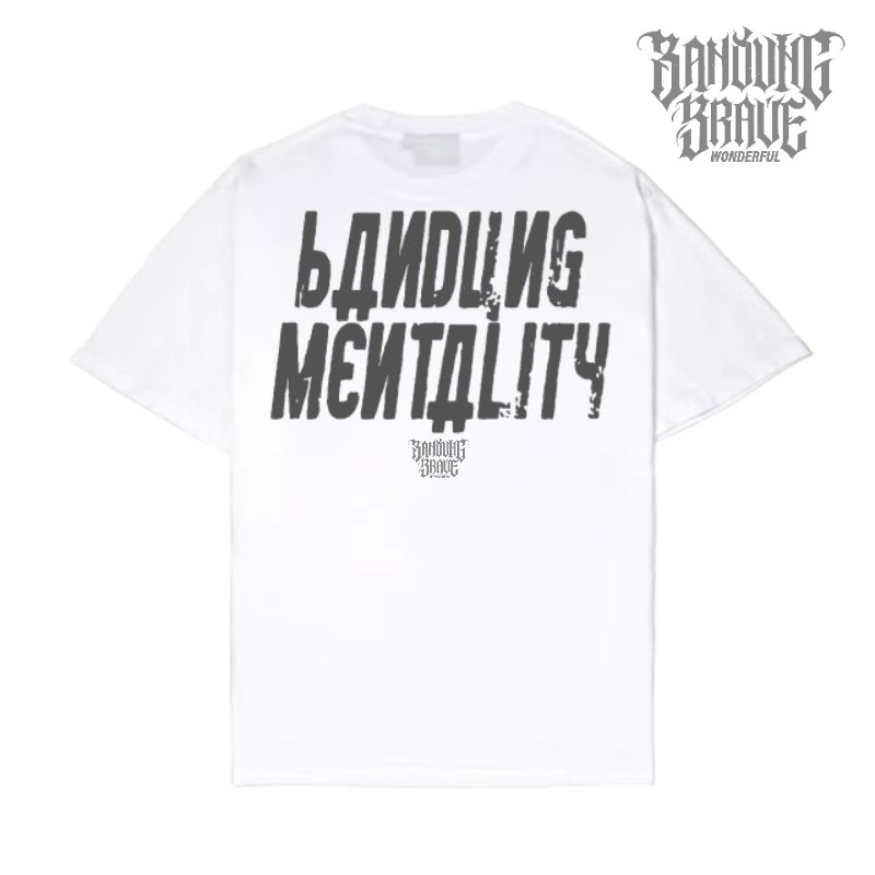 Kaos T-shirt BANDUNG BRAVE WONDERFUL | Skull Bandung Mentality | Black&White | Cotton Combed 24s