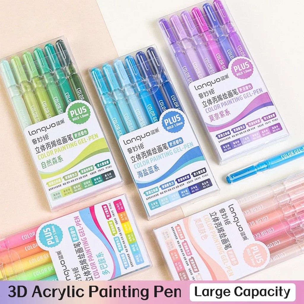 

Languo 6/54 Colors Large Capacity Acrylic Gel Pen 1.0mm Painting Drawing Multifunctional Pen Stationery Office School Supplies