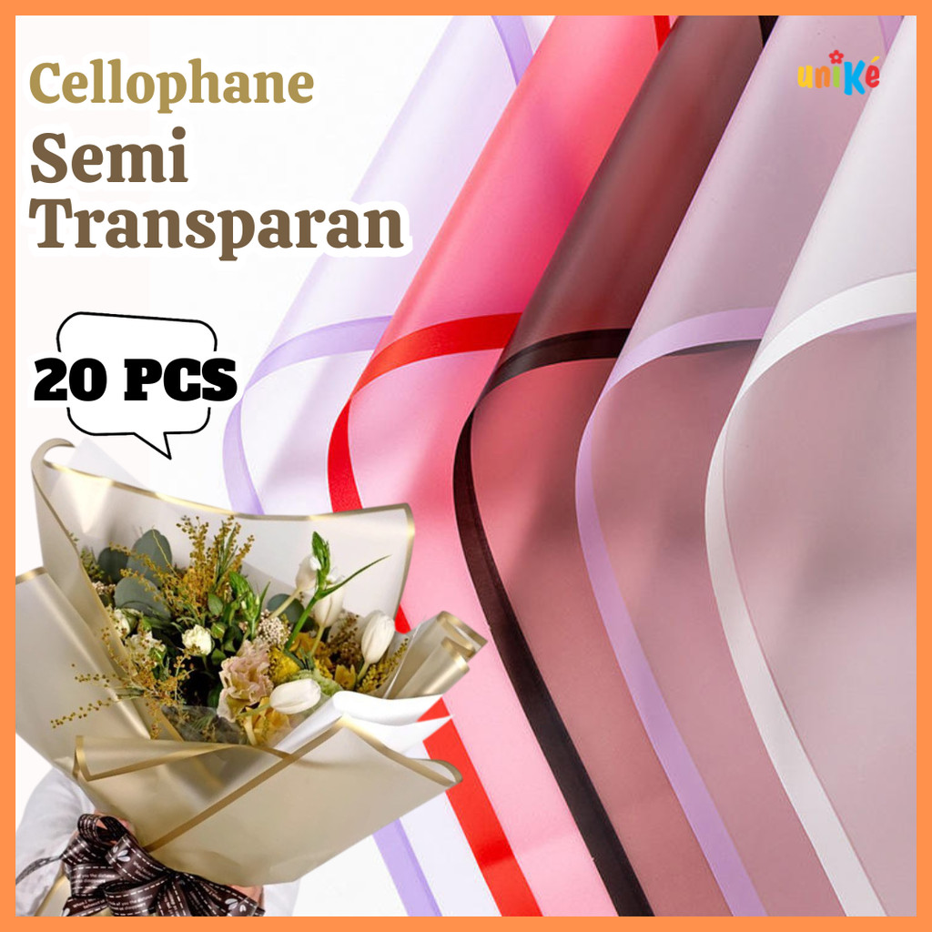 

20 Pc - Kertas Buket Cellophane Semi Transparant Flower Wrapping Matte Bucket Bunga