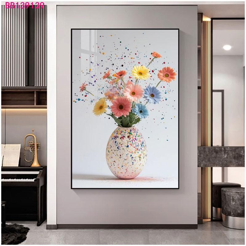 Wallpaper Stiker Lukisan Dinding Bunga Aesthetic - Stiker Dinding Kamar Tidur Motif Pot Bunga