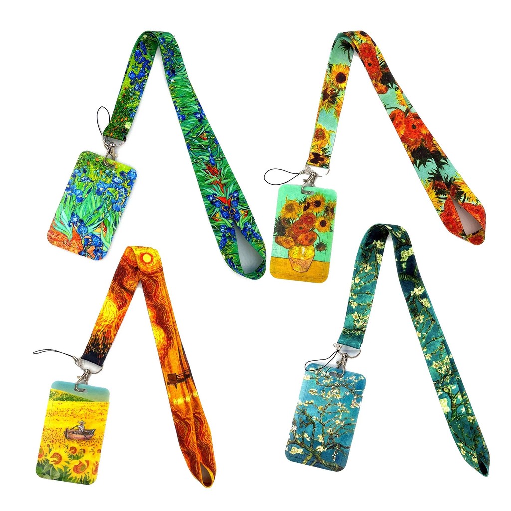 

Van Gogh series Name Badge Holder Lanyard Business Card Holder Hanging Neck Strap Boy ID Card Holder Door Card Case Small Gift
