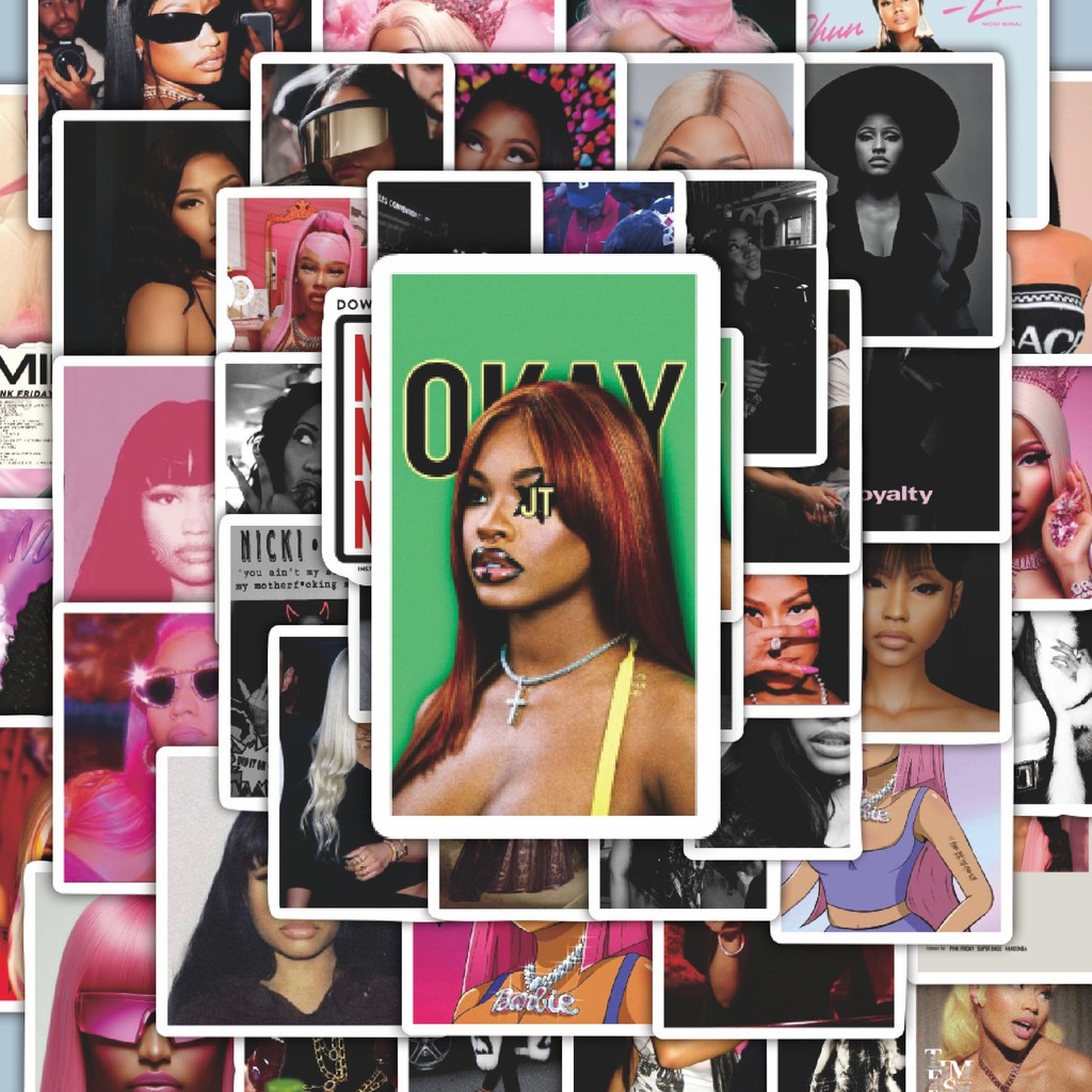 

100PCS Lucu Stiker Nicki Minaj Rapper dan Penyanyi Stiker Aesthetic Stiker Anti Air Stikers Berperekat Waterproof sticker decal buat Motor Helm Buku Journal Koper Casing HP Laptop Botol Minum Hadiah anak